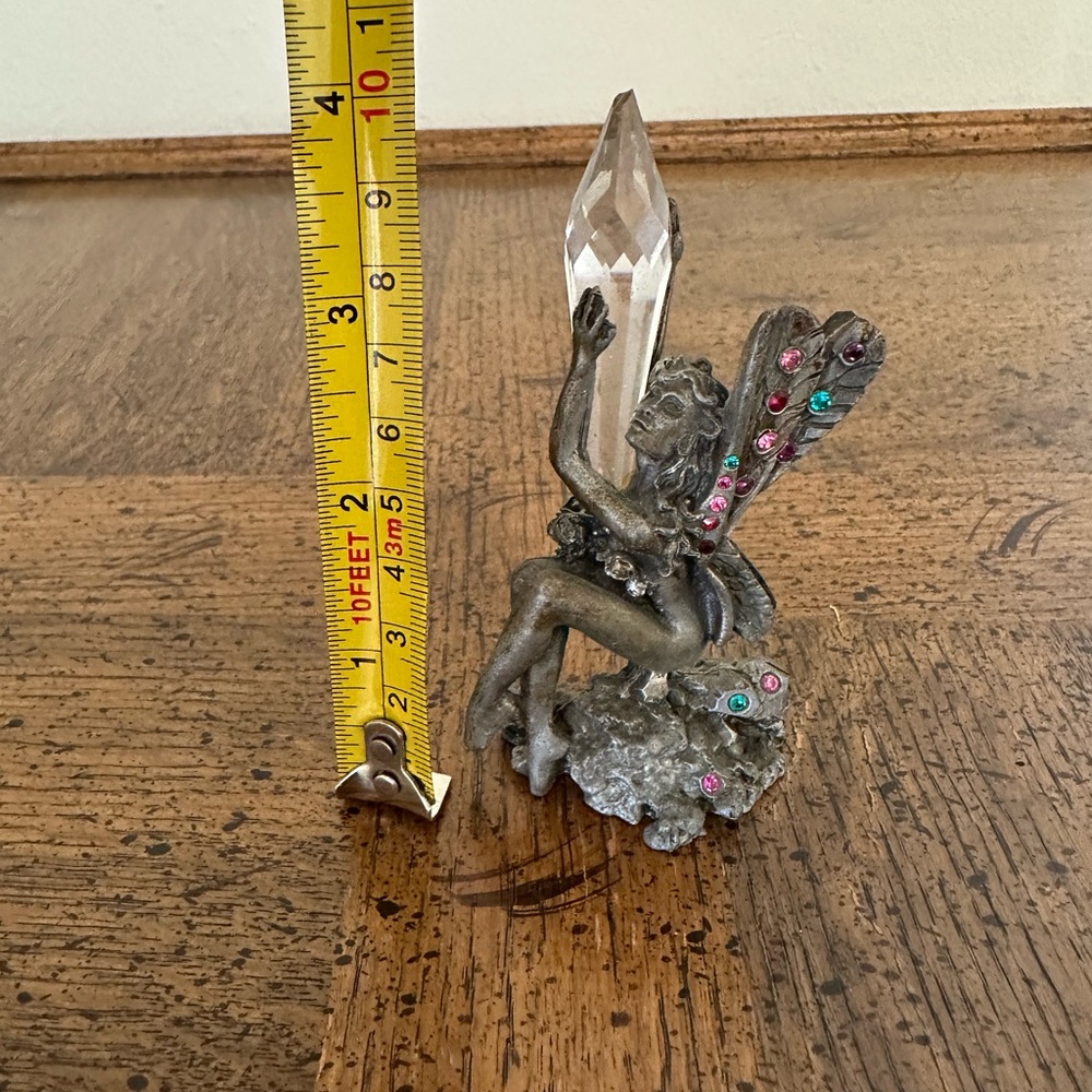 Rare Comstock CCI Pewter Fairy Fae Nymph Pixie Crystal Rhinestones Figurine - Picture 11 of 11